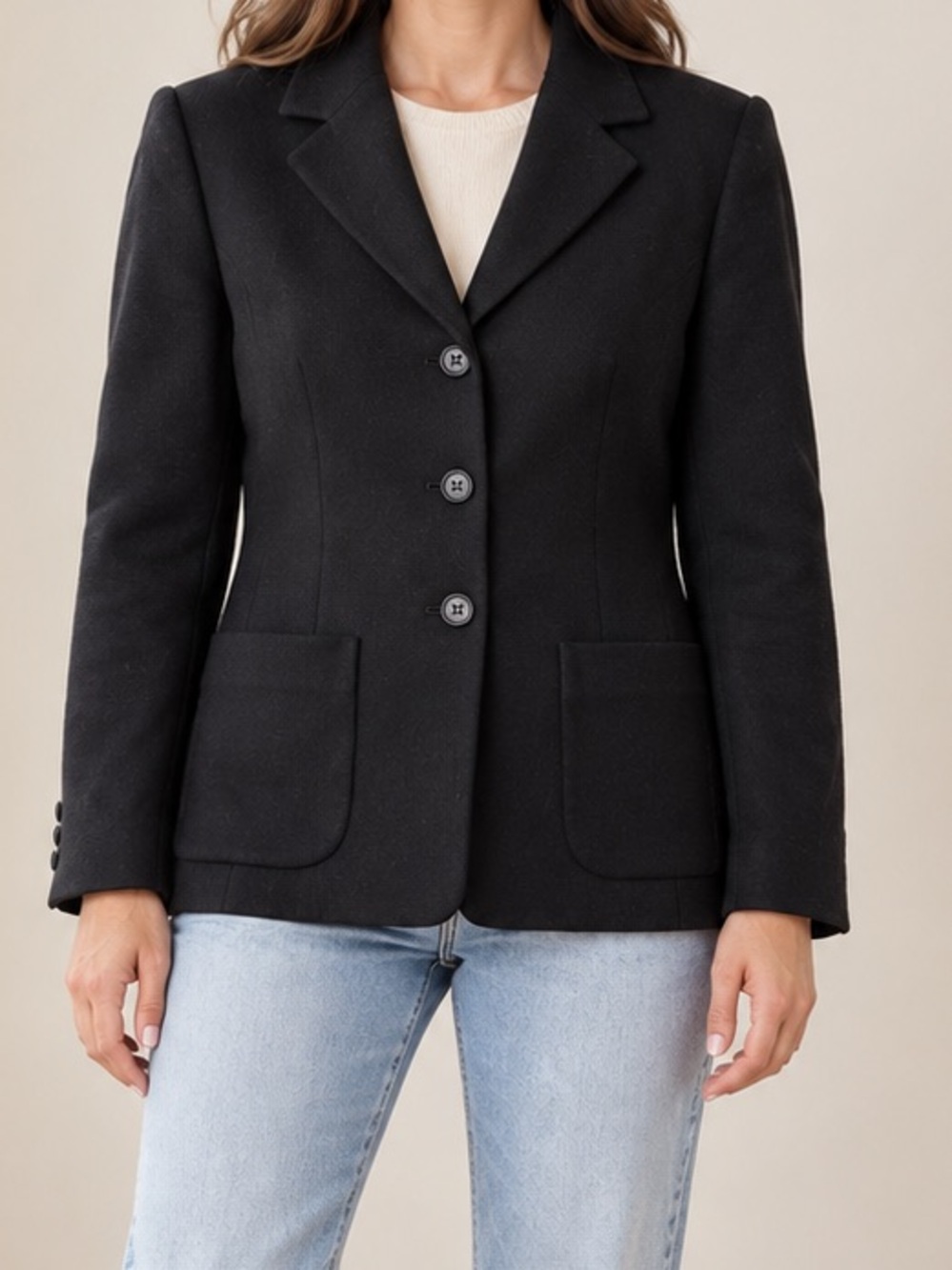 Wool Blazer 8P – Classic Dark Academia Business